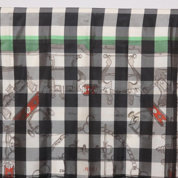 HERMES Scarf Silk Gray Auth 208474