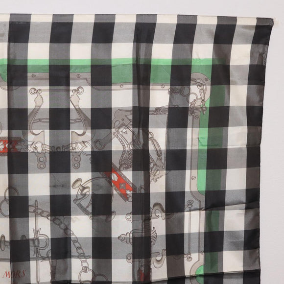 HERMES Scarf Silk Gray Auth 208474