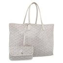 Goyard Herringbone Saint Louis PM Tote Bag PVC White Silver Auth 208478-1