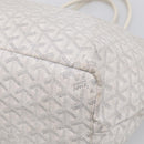 Goyard Herringbone Saint Louis PM Tote Bag PVC White Silver Auth 208478-13