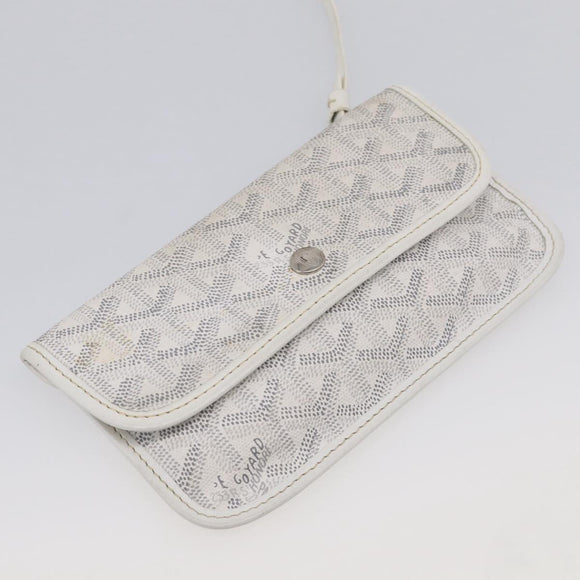 Goyard Herringbone Saint Louis PM Tote Bag PVC White Silver Auth 208478