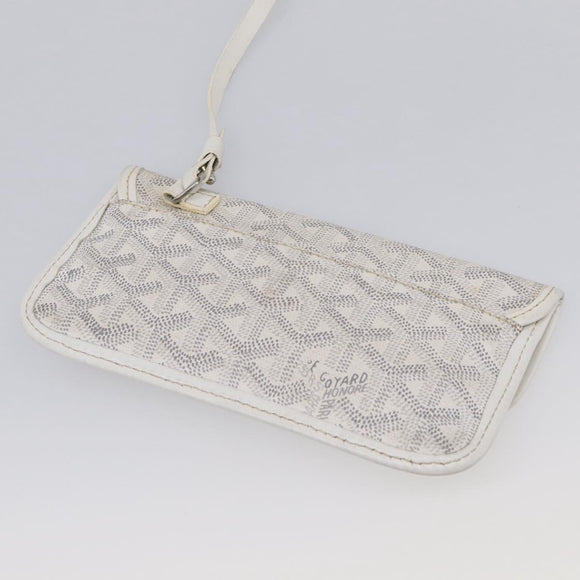Goyard Herringbone Saint Louis PM Tote Bag PVC White Silver Auth 208478