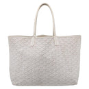 Goyard Herringbone Saint Louis PM Tote Bag PVC White Silver Auth 208478-2