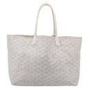 Goyard Herringbone Saint Louis PM Tote Bag PVC White Silver Auth 208478-3