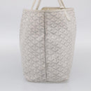 Goyard Herringbone Saint Louis PM Tote Bag PVC White Silver Auth 208478-4