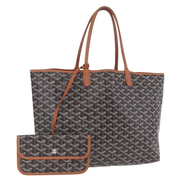 Goyard Herringbone Tote Bag PVC Leather Black Auth 208481V