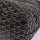 Goyard Herringbone Tote Bag PVC Leather Black Auth 208481V-13