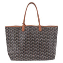 Goyard Herringbone Tote Bag PVC Leather Black Auth 208481V-2