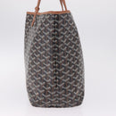 Goyard Herringbone Tote Bag PVC Leather Black Auth 208481V-4