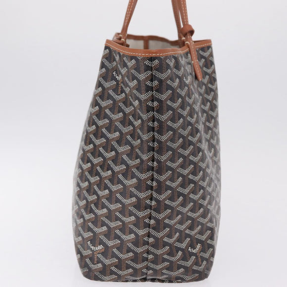 Goyard Herringbone Tote Bag PVC Leather Black Auth 208481V
