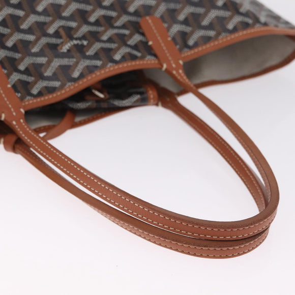Goyard Herringbone Tote Bag PVC Leather Black Auth 208481V