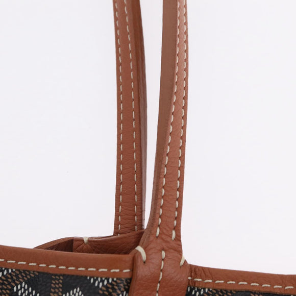 Goyard Herringbone Tote Bag PVC Leather Black Auth 208481V