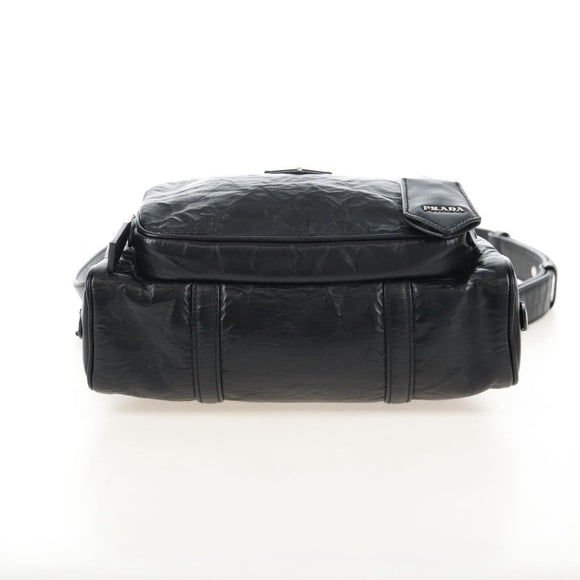 PRADA Hand Bag Leather 2way Black Silver Auth 208497SAM
