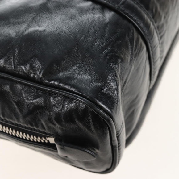 PRADA Hand Bag Leather 2way Black Silver Auth 208497SAM