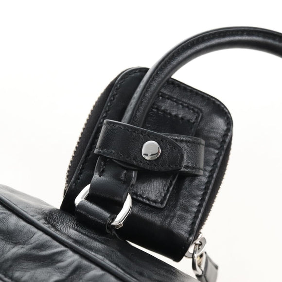 PRADA Hand Bag Leather 2way Black Silver Auth 208497SAM