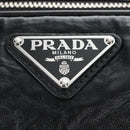 PRADA Hand Bag Leather 2way Black Silver Auth 208497SAM-20