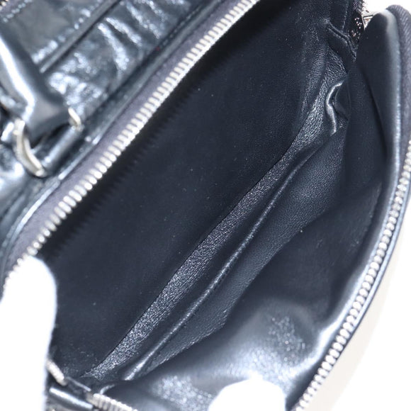 PRADA Hand Bag Leather 2way Black Silver Auth 208497SAM