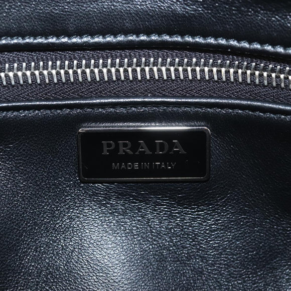 PRADA Hand Bag Leather 2way Black Silver Auth 208497SAM