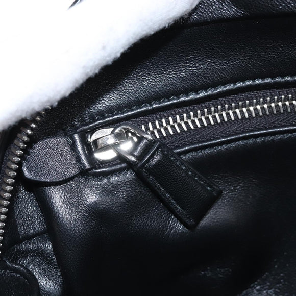 PRADA Hand Bag Leather 2way Black Silver Auth 208497SAM