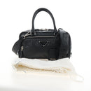 PRADA Hand Bag Leather 2way Black Silver Auth 208497SAM-32