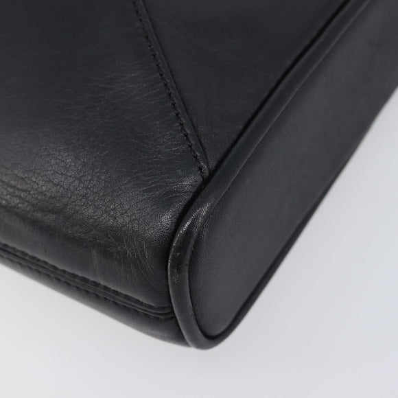 CELINE Shoulder Bag Leather Black Auth 208500A