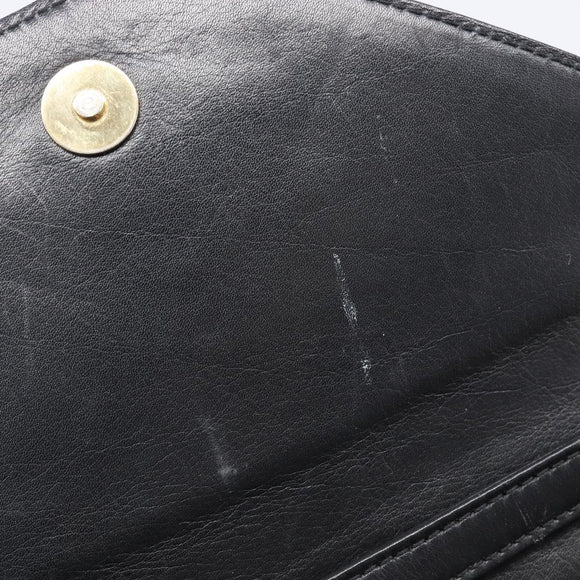 CELINE Shoulder Bag Leather Black Auth 208500A