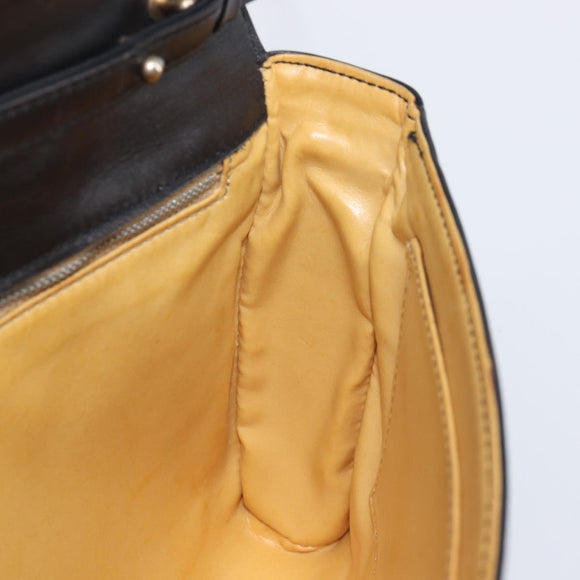CELINE Shoulder Bag Leather Black Auth 208500A