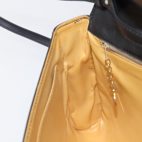 CELINE Shoulder Bag Leather Black Auth 208500A