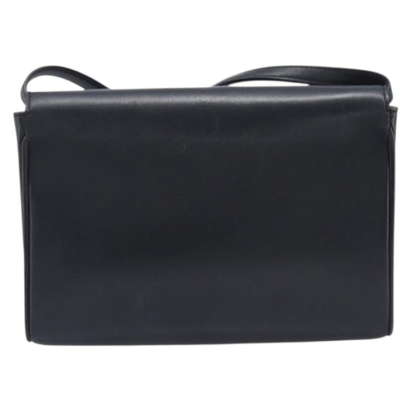 CELINE Shoulder Bag Leather Black Auth 208500A