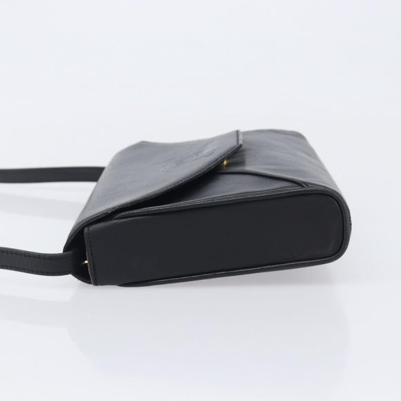 CELINE Shoulder Bag Leather Black Auth 208500A