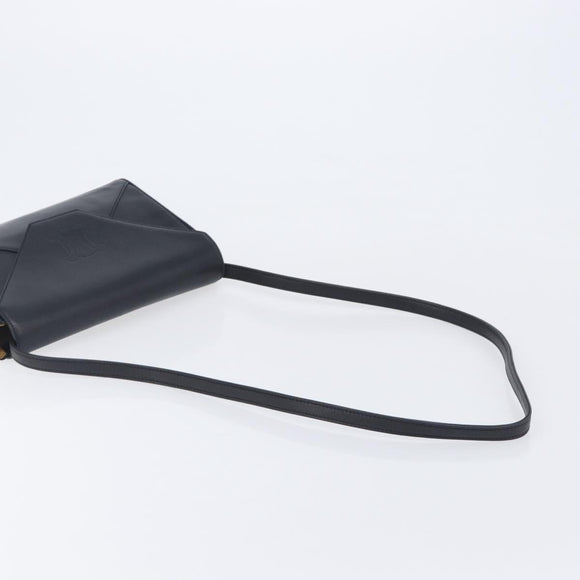 CELINE Shoulder Bag Leather Black Auth 208500A