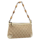 GUCCI GG Canvas Bamboo Chain Shoulder Bag Beige Gold Tone 124289 Auth 208501V-1