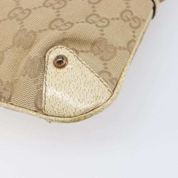 GUCCI GG Canvas Bamboo Chain Shoulder Bag Beige Gold Tone 124289 Auth 208501V