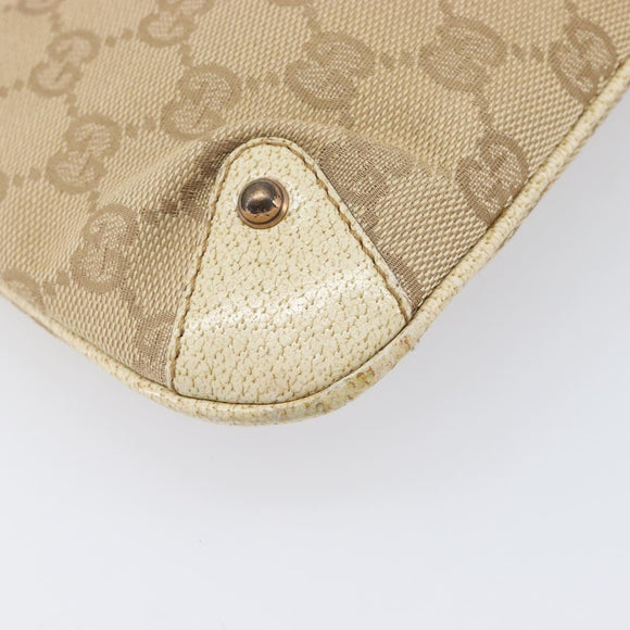 GUCCI GG Canvas Bamboo Chain Shoulder Bag Beige Gold Tone 124289 Auth 208501V