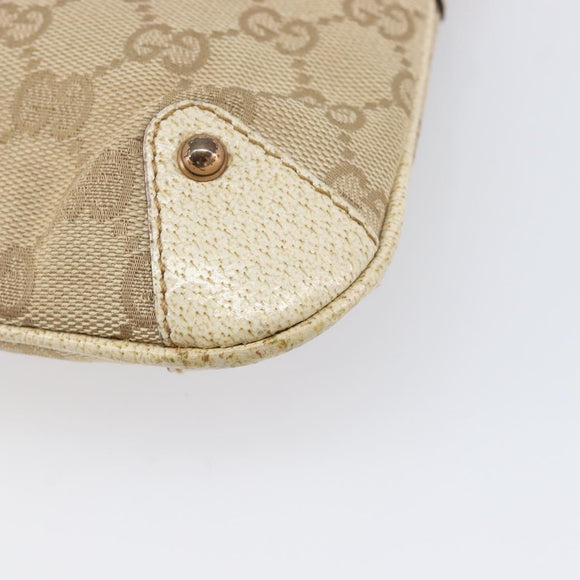 GUCCI GG Canvas Bamboo Chain Shoulder Bag Beige Gold Tone 124289 Auth 208501V