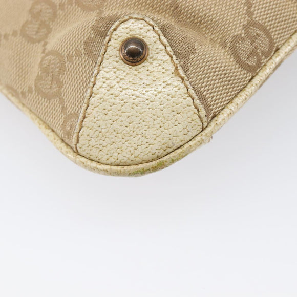 GUCCI GG Canvas Bamboo Chain Shoulder Bag Beige Gold Tone 124289 Auth 208501V