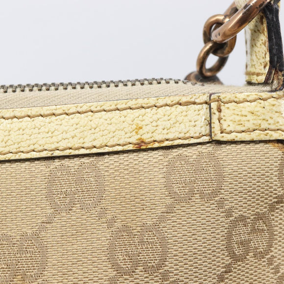 GUCCI GG Canvas Bamboo Chain Shoulder Bag Beige Gold Tone 124289 Auth 208501V