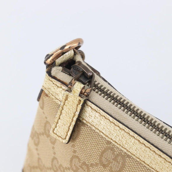 GUCCI GG Canvas Bamboo Chain Shoulder Bag Beige Gold Tone 124289 Auth 208501V