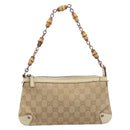 GUCCI GG Canvas Bamboo Chain Shoulder Bag Beige Gold Tone 124289 Auth 208501V-2
