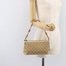 GUCCI GG Canvas Bamboo Chain Shoulder Bag Beige Gold Tone 124289 Auth 208501V-26