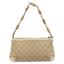 GUCCI GG Canvas Bamboo Chain Shoulder Bag Beige Gold Tone 124289 Auth 208501V-3