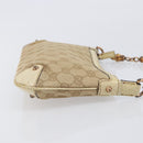 GUCCI GG Canvas Bamboo Chain Shoulder Bag Beige Gold Tone 124289 Auth 208501V-4