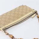 GUCCI GG Canvas Bamboo Chain Shoulder Bag Beige Gold Tone 124289 Auth 208501V-6