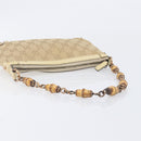 GUCCI GG Canvas Bamboo Chain Shoulder Bag Beige Gold Tone 124289 Auth 208501V-7