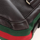 GUCCI Web Sherry Line Horsebit Shoulder Bag Leather Brown 247602 Auth 208504V-13