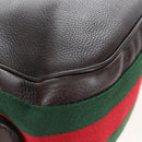 GUCCI Web Sherry Line Horsebit Shoulder Bag Leather Brown 247602 Auth 208504V-14
