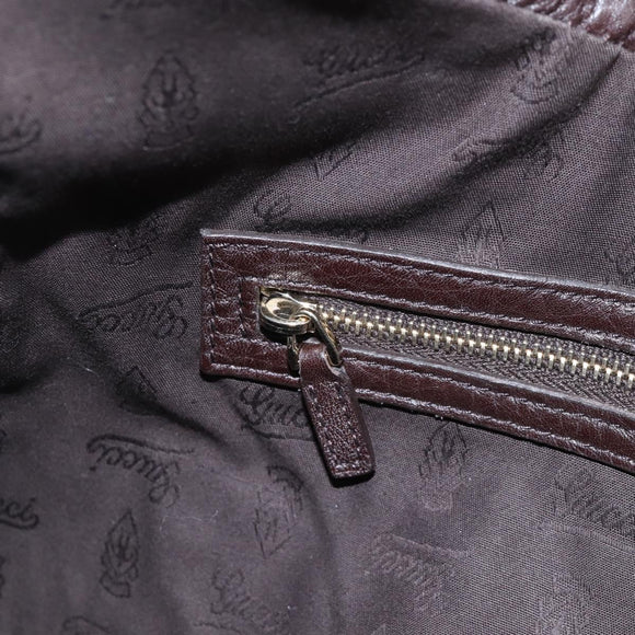 GUCCI Web Sherry Line Horsebit Shoulder Bag Leather Brown 247602 Auth 208504V