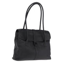 CHANEL Hand Bag Lamb Skin Black CC Auth 208505SAV-1