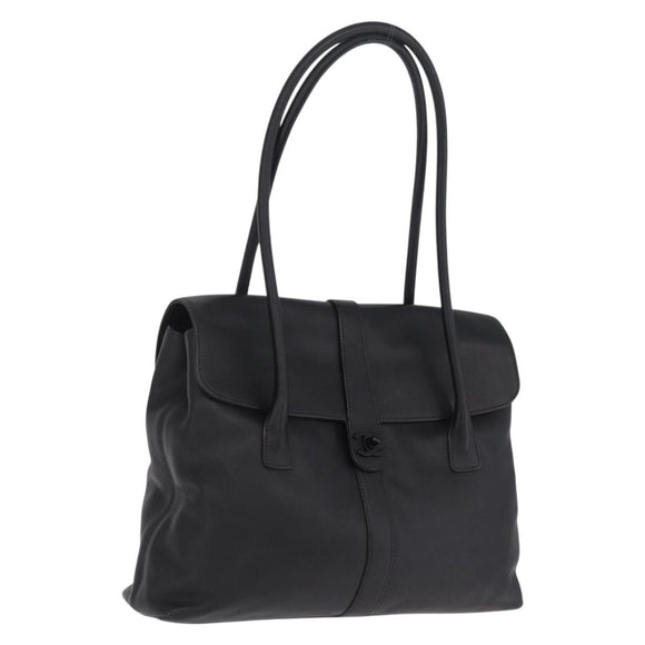 CHANEL Hand Bag Lamb Skin Black CC Auth 208505SAV