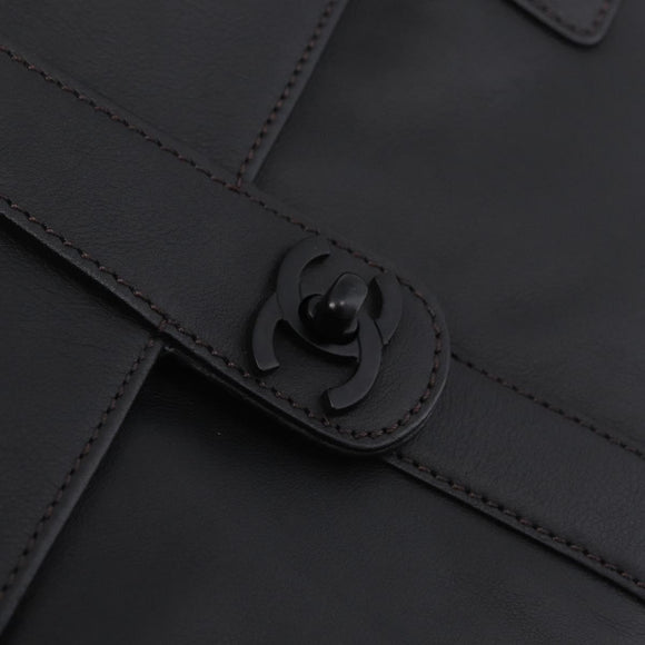 CHANEL Hand Bag Lamb Skin Black CC Auth 208505SAV